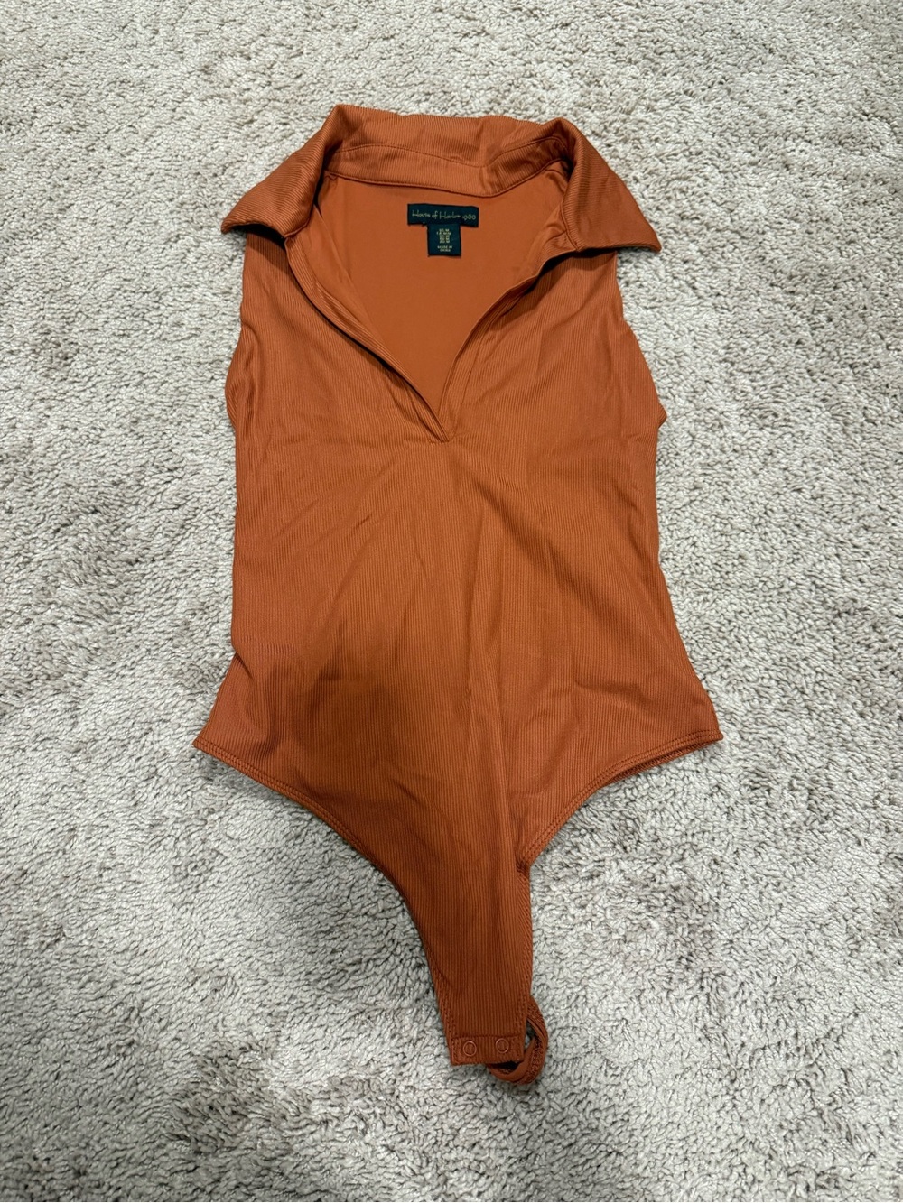 House of Harlow 1960 Rust Orange Collared Sleeveless Bodysuit